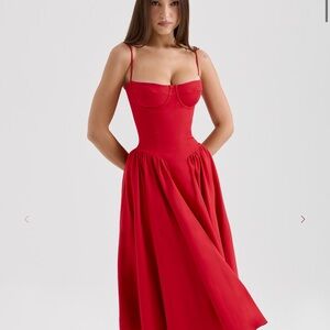 House of CB Vibrant Red Midi Dress